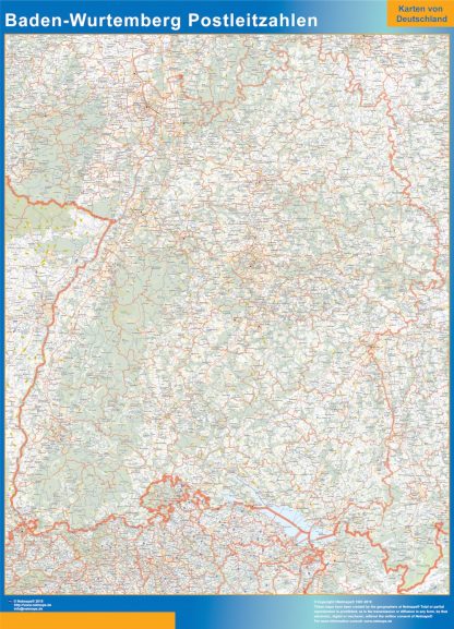 Mapa región Baden Wurtemberg codigos postales